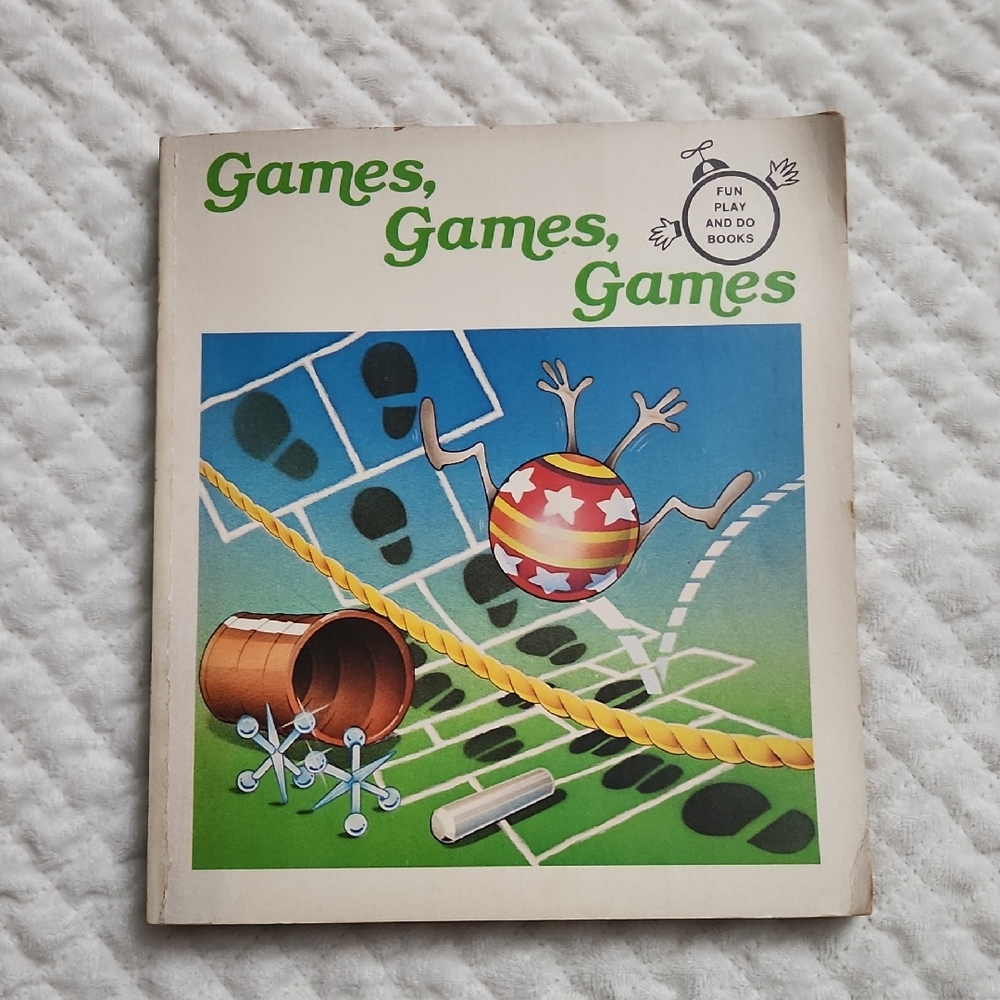 Vintage children's activity book titled Games, Games, Games. 1974 Vtg Book